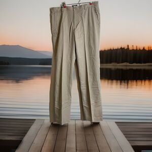 CHAPS MEN'S CLASSIC STRAIGHT FLAT FRONT COTTON HUDSON TAN PANTS SIZE 34X34 NWT